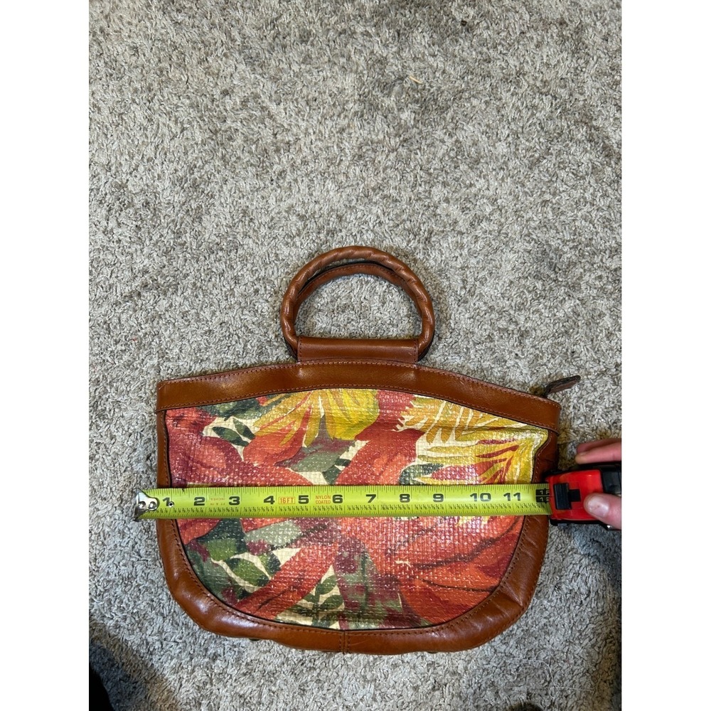 Patricia‎ Nash Vintage Spring Floral Brown Leather Trim Handbag Purse  Small - Picture 7 of 8
